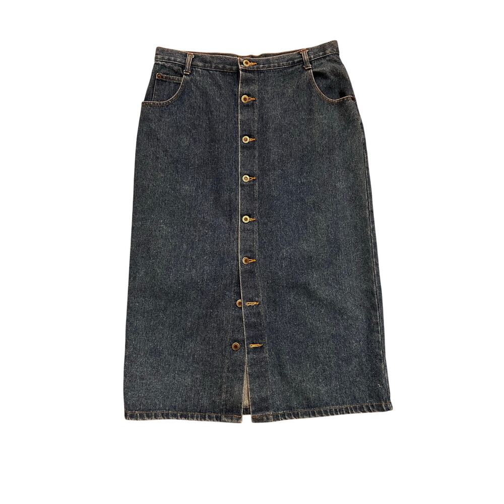 Vintage 90s Plus Sized Denim Jean Maxi Skirt Starwear Size 12/14